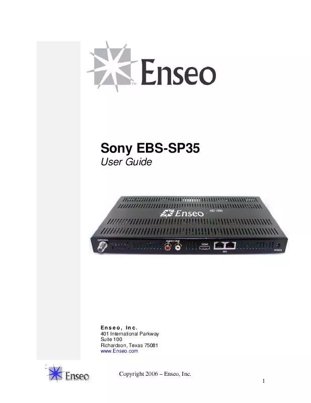 Mode d'emploi SONY EBS-SP35