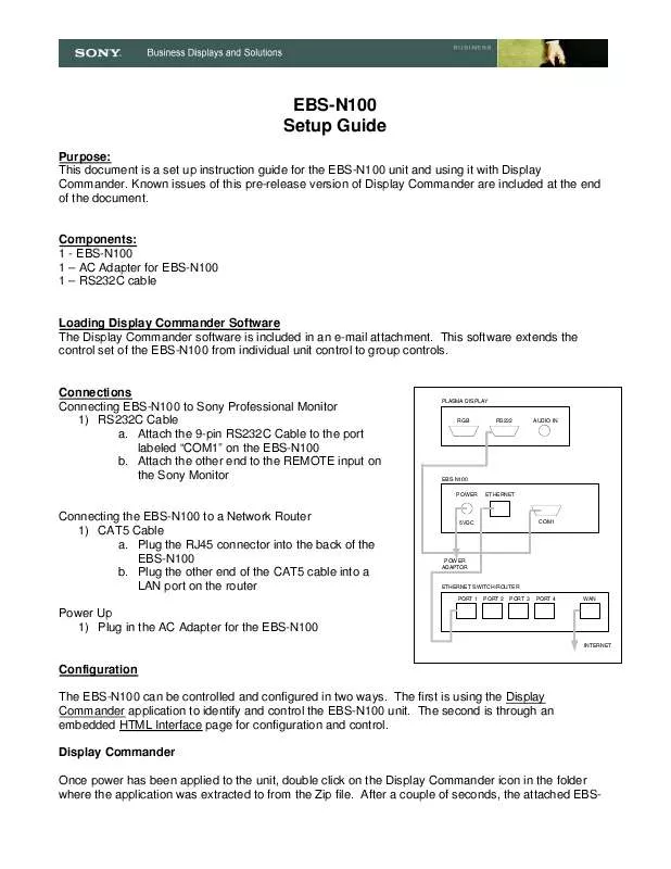 Mode d'emploi SONY EBSN100