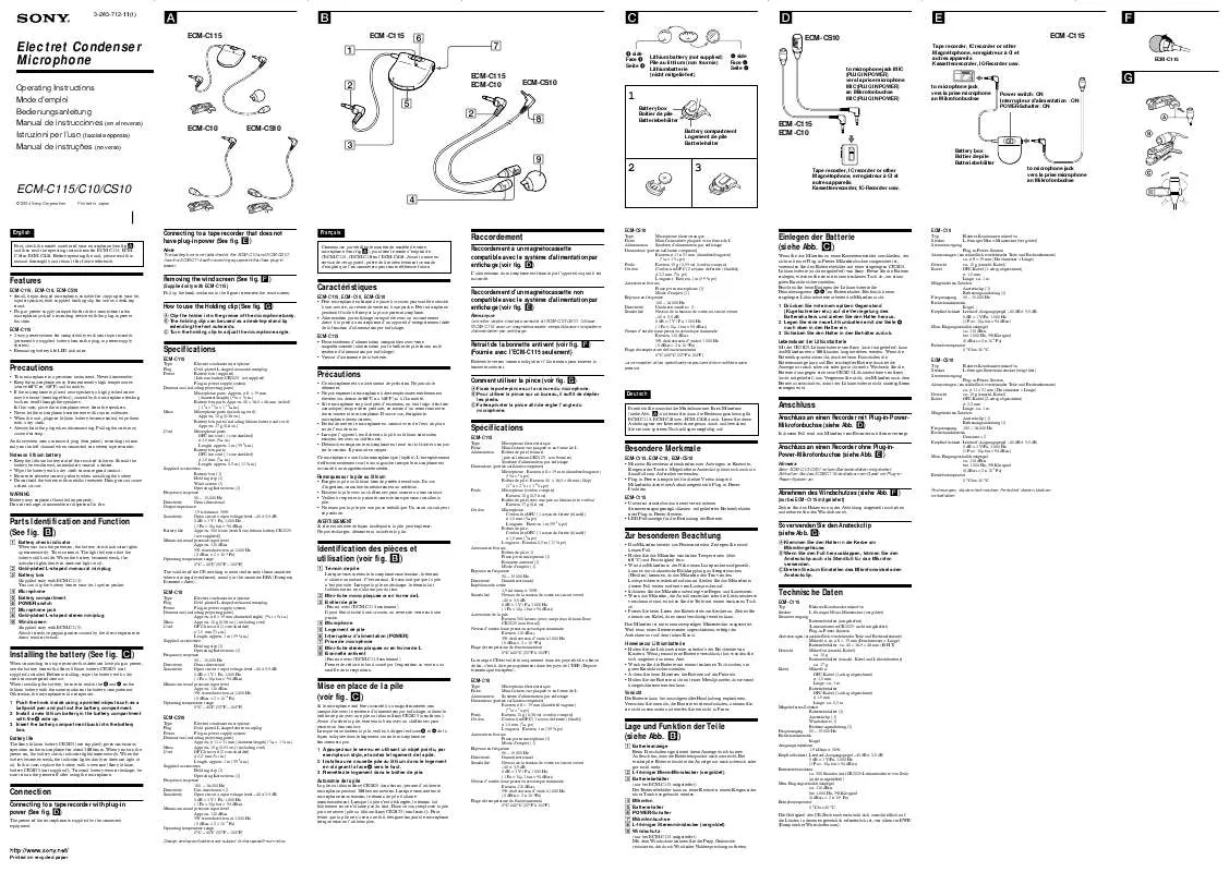 Mode d'emploi SONY ECM-C115