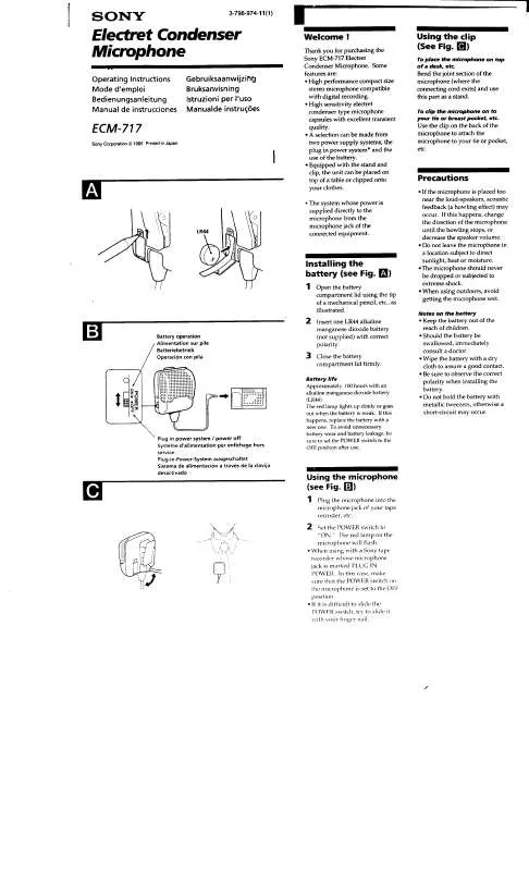 Mode d'emploi SONY ECM-717