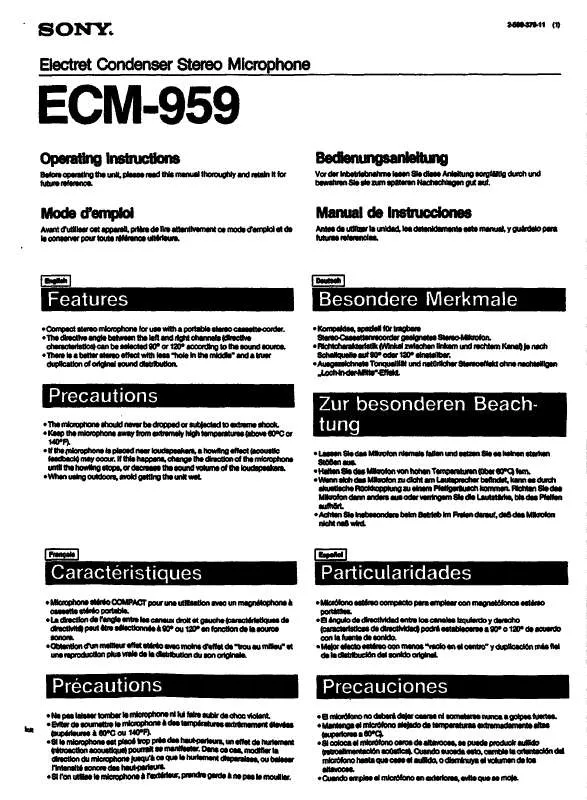 Mode d'emploi SONY ECM-959