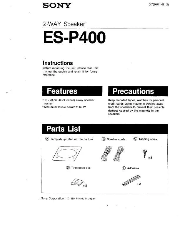 Mode d'emploi SONY ESP400