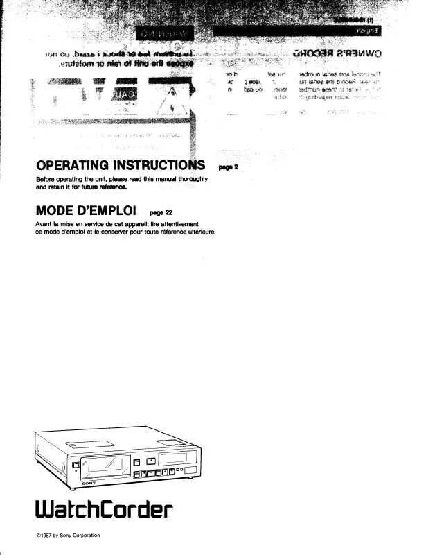 Mode d'emploi SONY EVT801