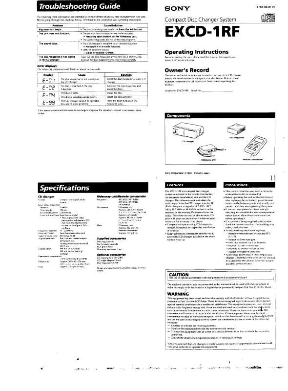 Mode d'emploi SONY EXCD1RF