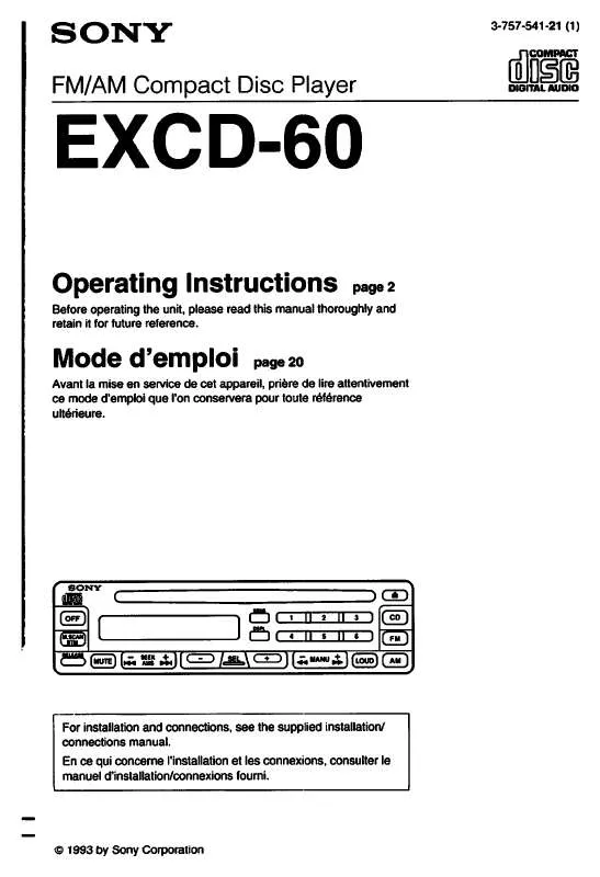 Mode d'emploi SONY EXCD60