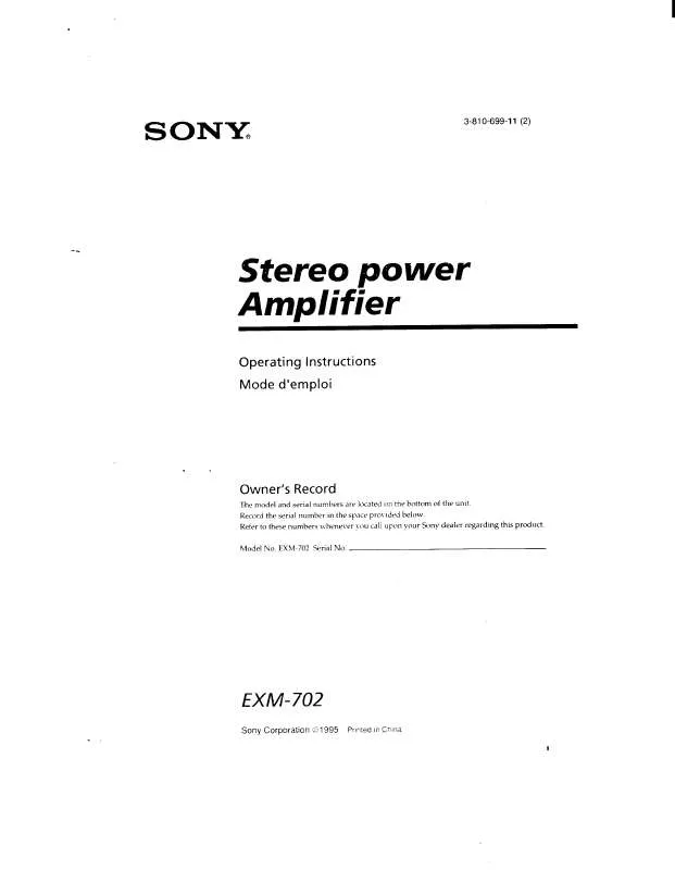 Mode d'emploi SONY EXM702