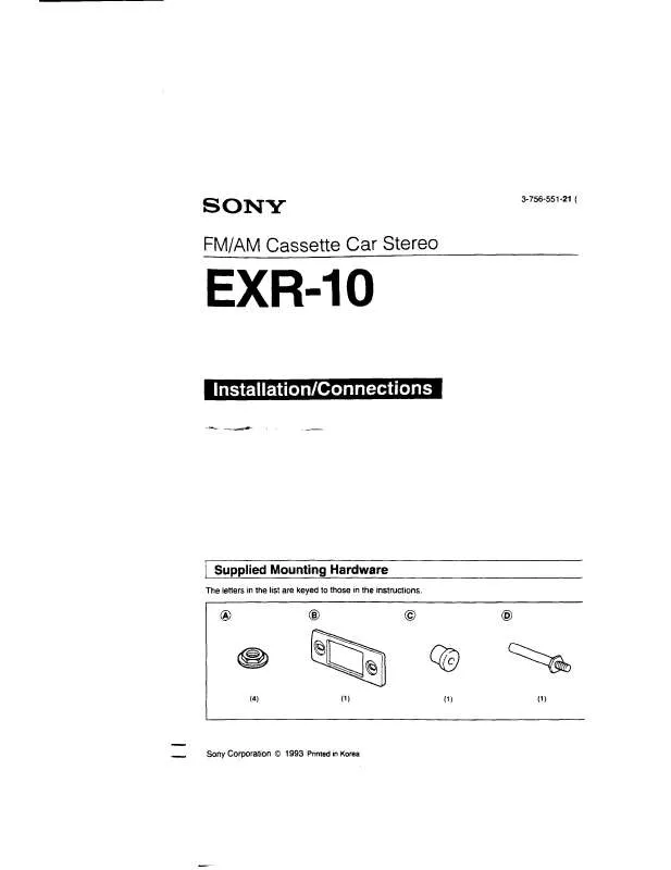 Mode d'emploi SONY EXR-10