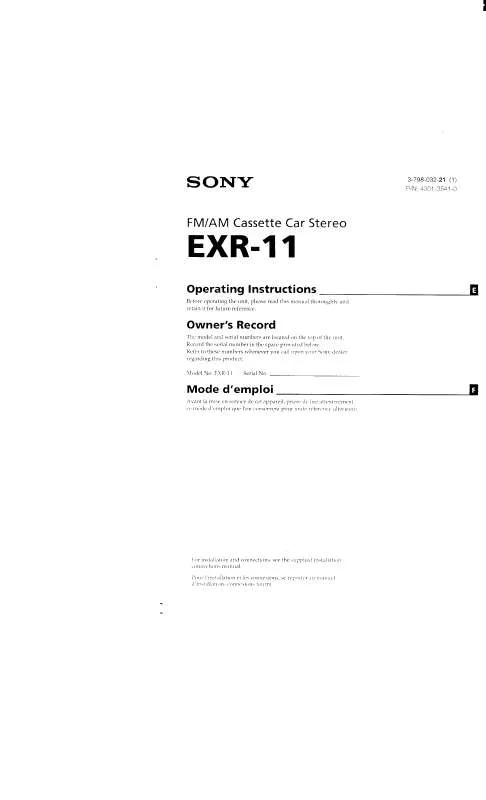 Mode d'emploi SONY EXR-11