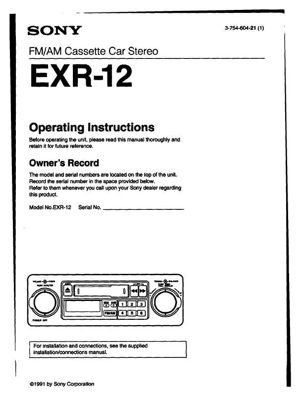 Mode d'emploi SONY EXR-12