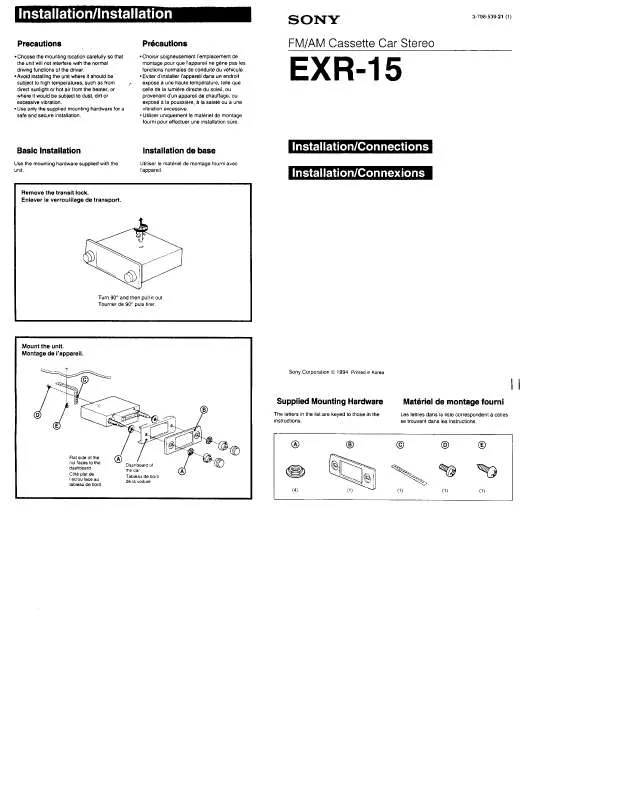 Mode d'emploi SONY EXR-15