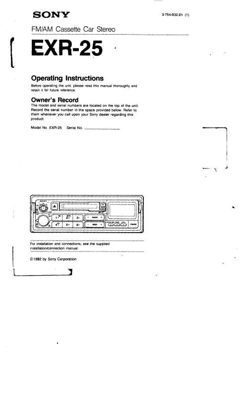 Mode d'emploi SONY EXR-25