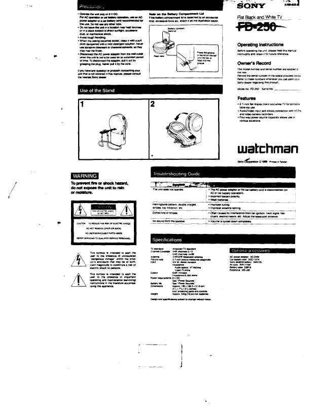 Mode d'emploi SONY FD250