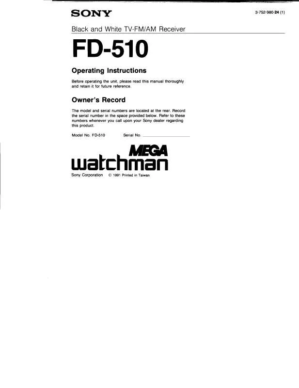 Mode d'emploi SONY FD510