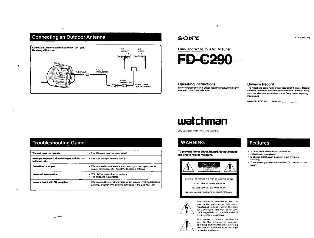 Mode d'emploi SONY FDC290