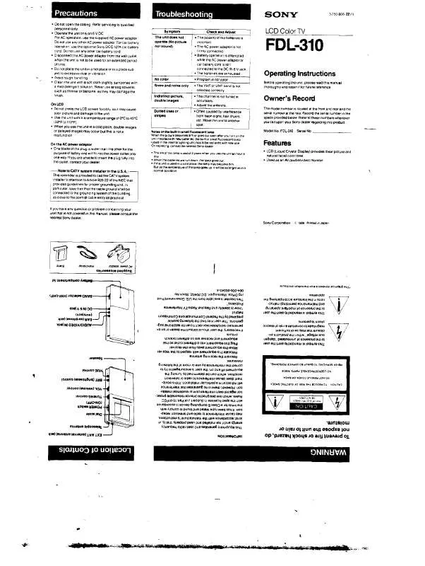 Mode d'emploi SONY FDL-310