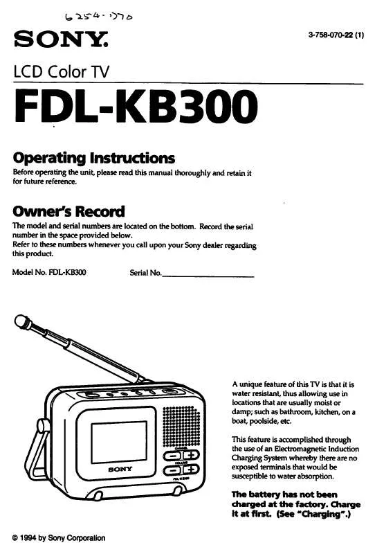 Mode d'emploi SONY FDL-KB300