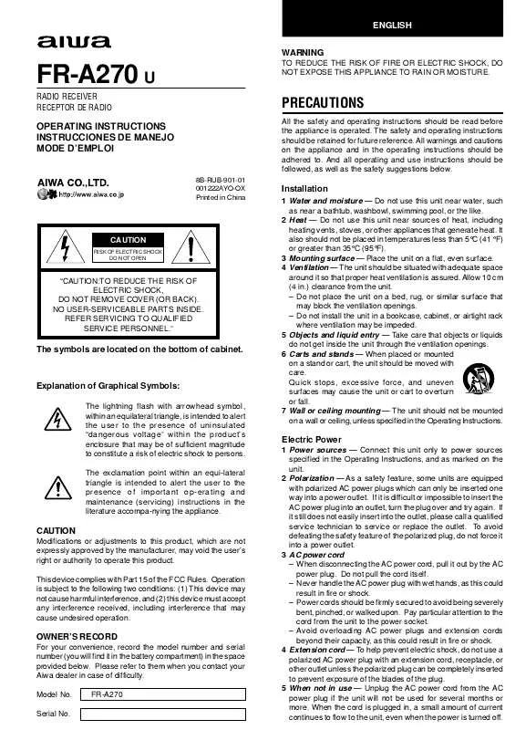 Mode d'emploi SONY FRA270