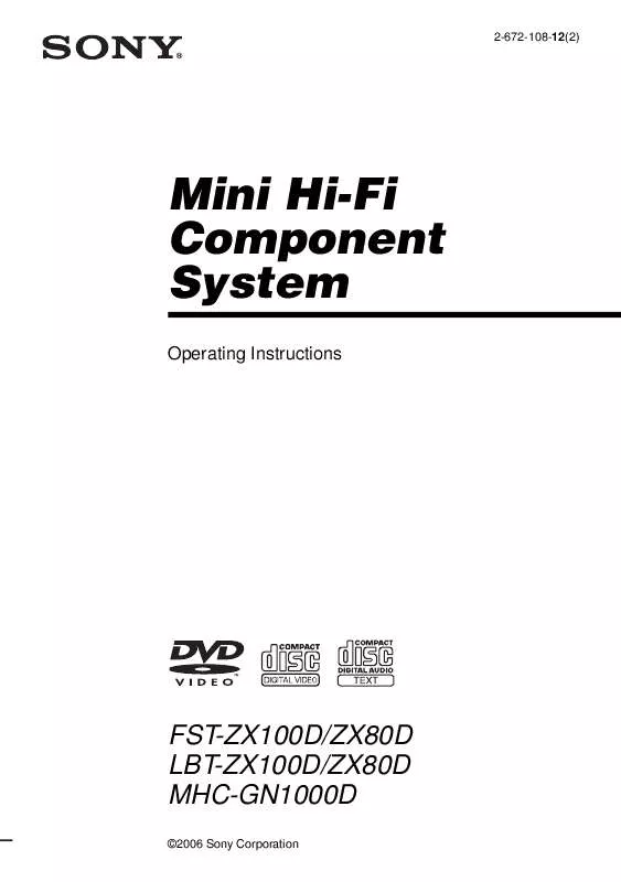 Mode d'emploi SONY FST-ZX80D