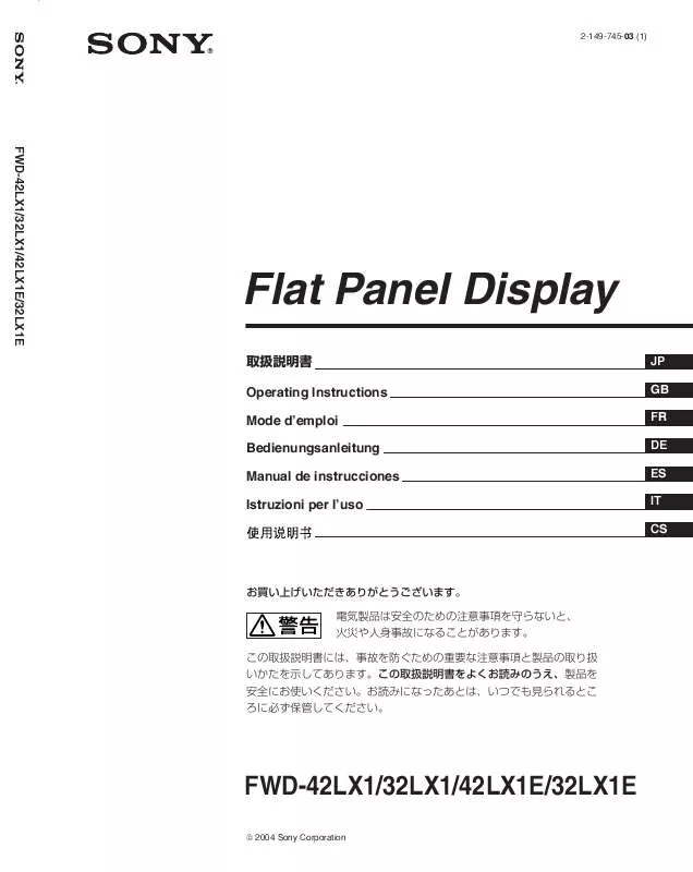 Mode d'emploi SONY FWD-42LX1/W