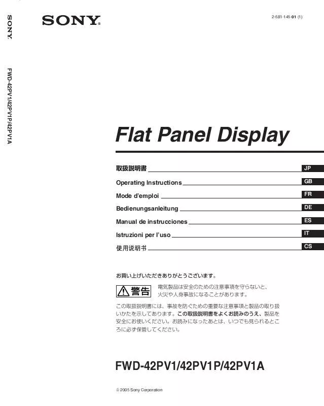 Mode d'emploi SONY FWD-42PV1A