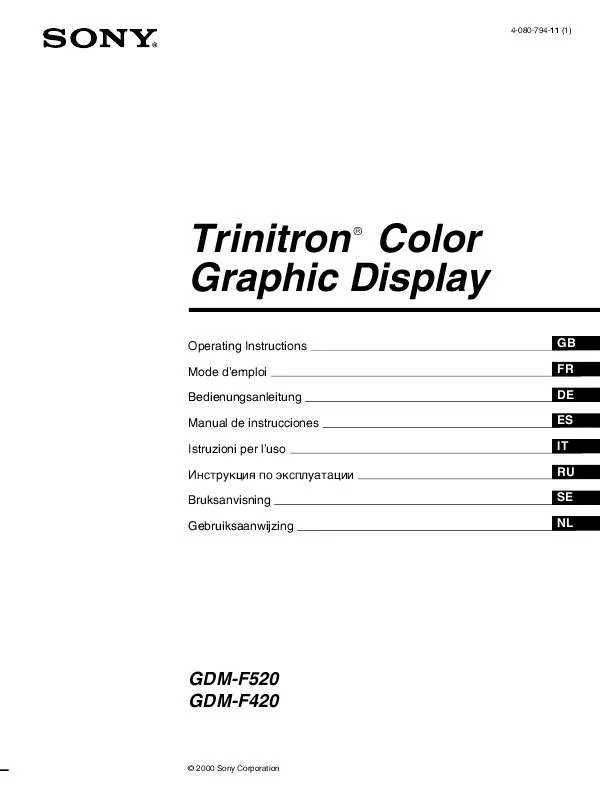 Mode d'emploi SONY GDM-F420