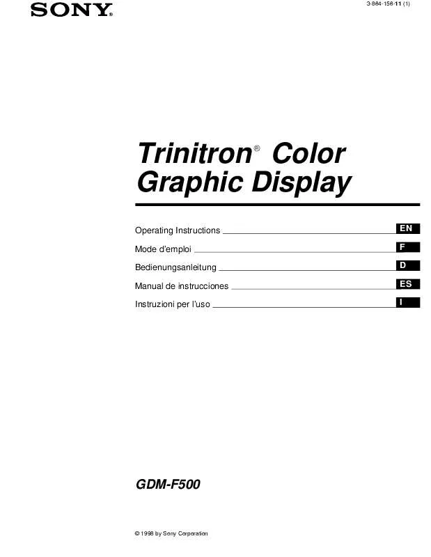 Mode d'emploi SONY GDM-F500