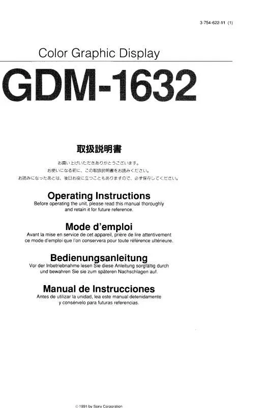 Mode d'emploi SONY GDM-1632