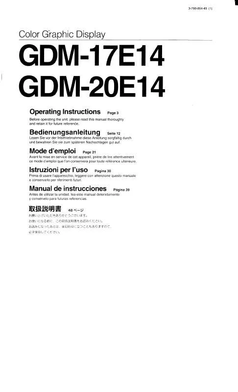 Mode d'emploi SONY GDM-17E14