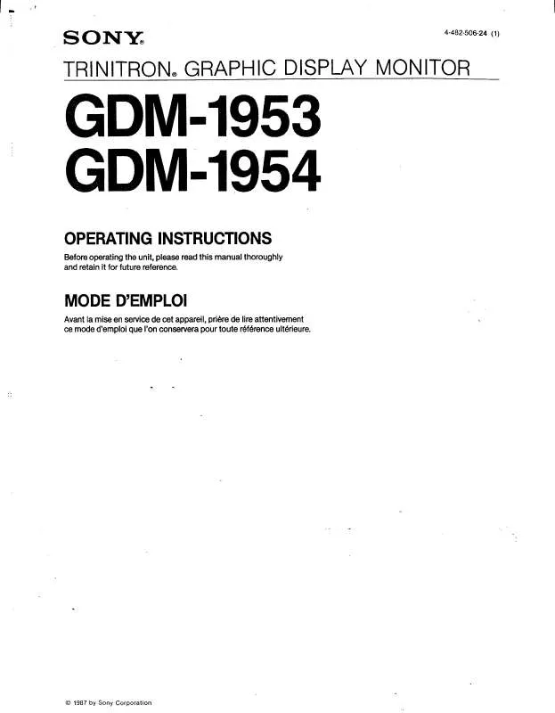 Mode d'emploi SONY GDM-1953