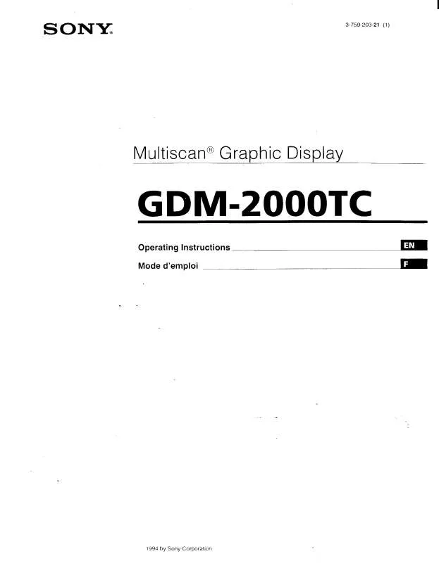 Mode d'emploi SONY GDM-2000TC