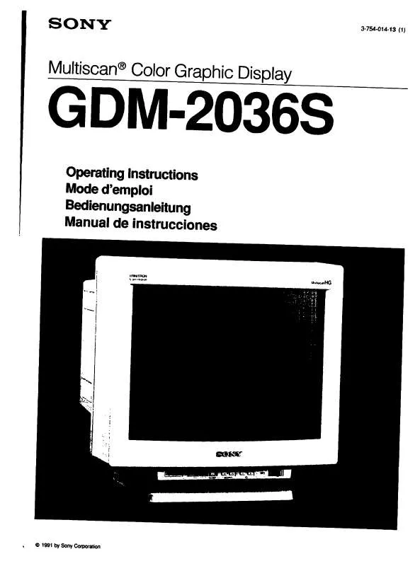 Mode d'emploi SONY GDM-2036S