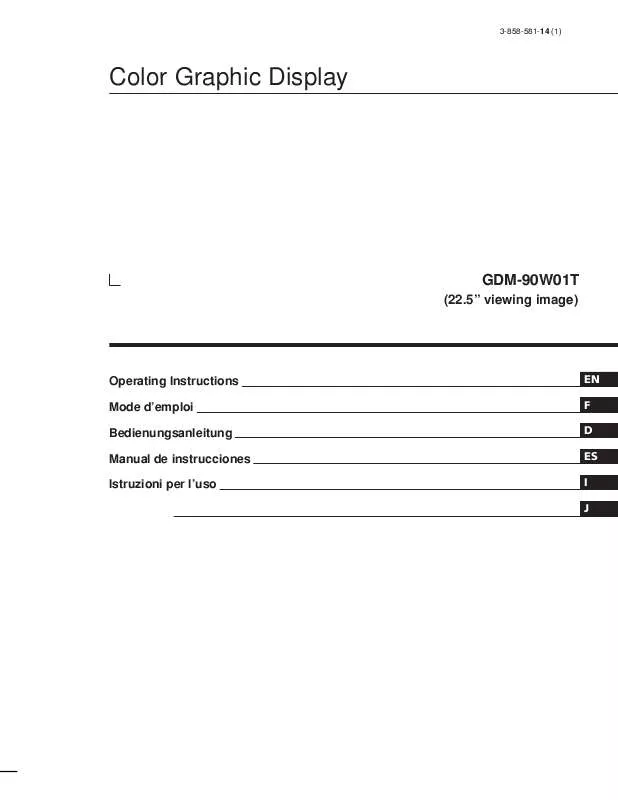 Mode d'emploi SONY GDM-90W01T