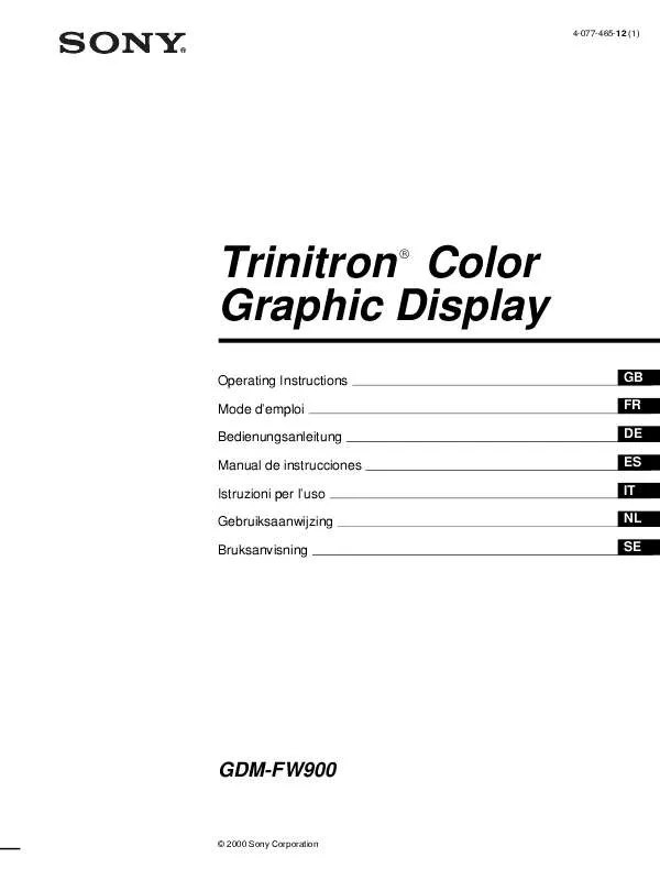 Mode d'emploi SONY GDM-FW900