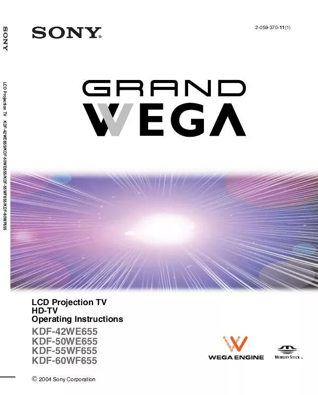 Mode d'emploi SONY GRANDWEGA KDF-42WE655