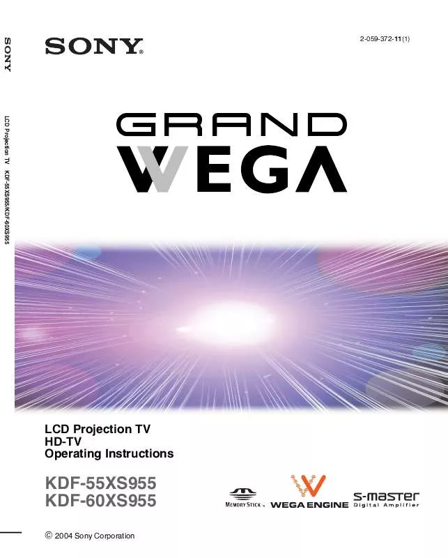 Mode d'emploi SONY GRANDWEGA KDF-55XS955