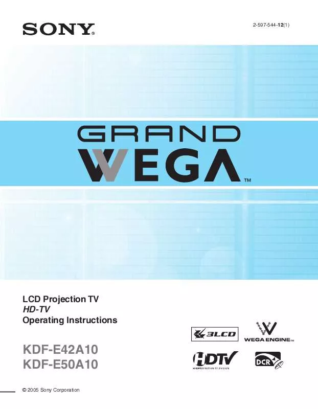 Mode d'emploi SONY GRANDWEGA KDF-E42A10