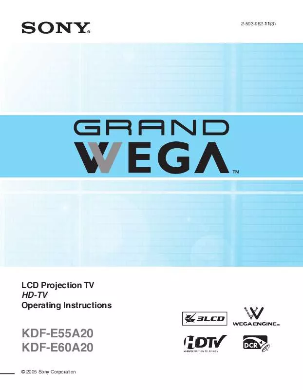 Mode d'emploi SONY GRANDWEGA KDF-E55A20