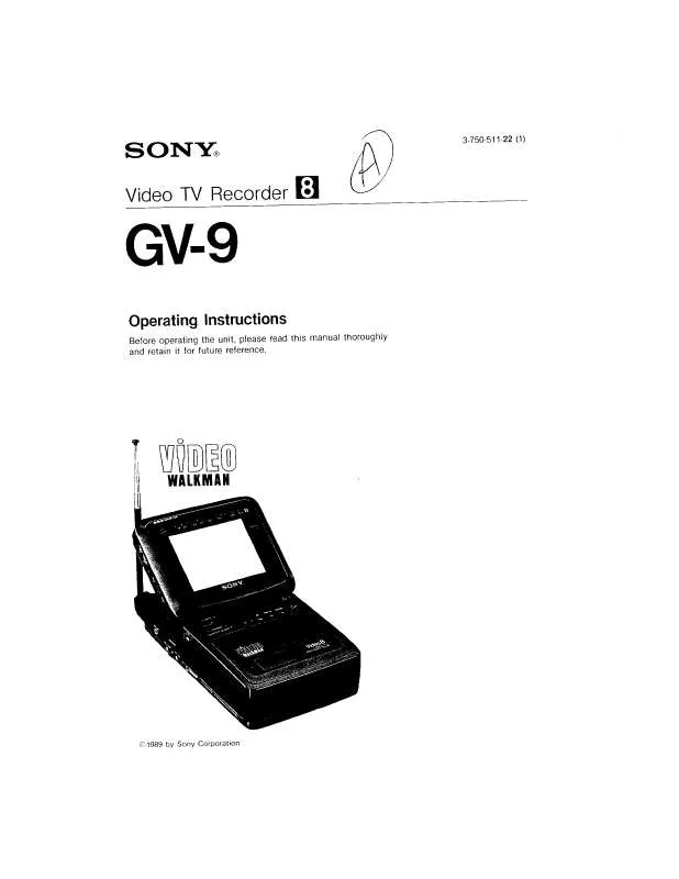 Mode d'emploi SONY GV-9