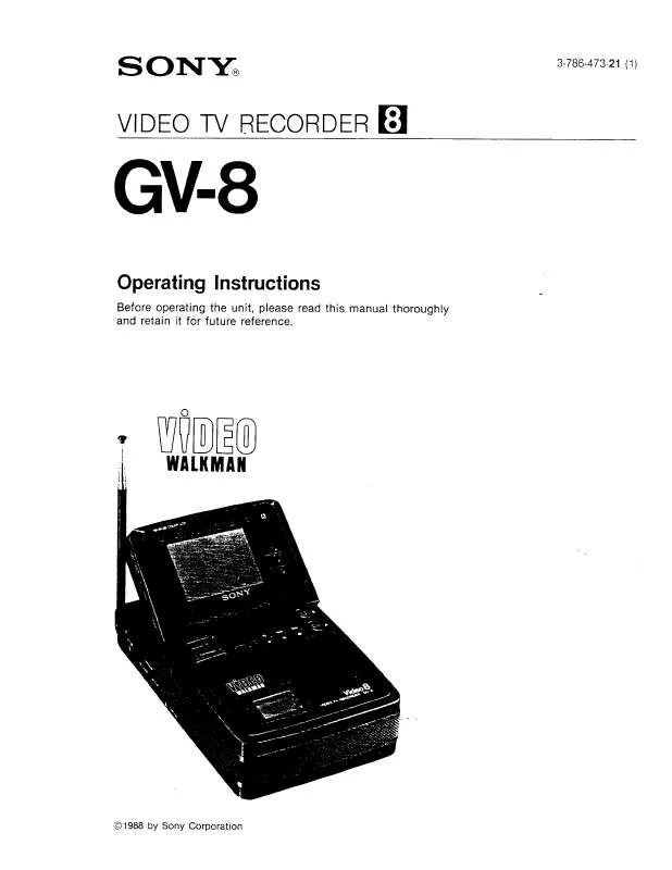 Mode d'emploi SONY GV-8