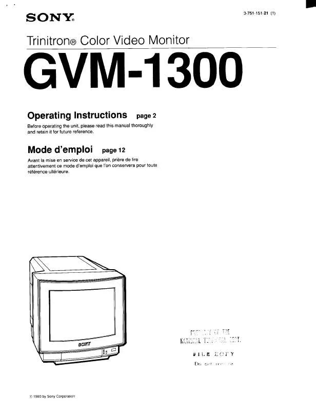 Mode d'emploi SONY GVM-1300