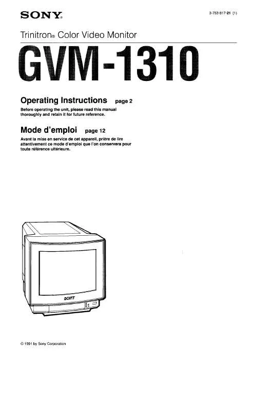 Mode d'emploi SONY GVM-1310