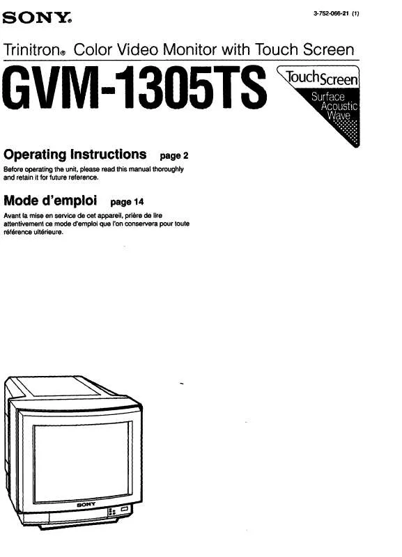 Mode d'emploi SONY GV-M1305TS