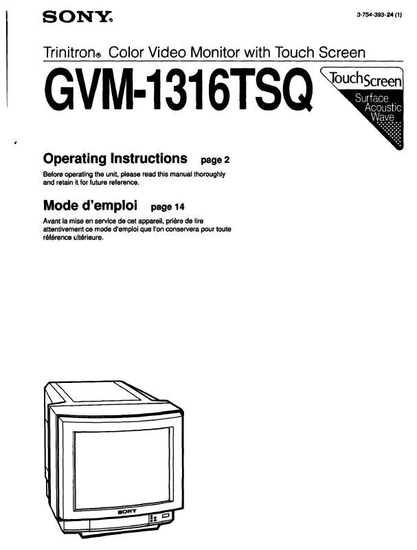 Mode d'emploi SONY GV-M1316TSQ