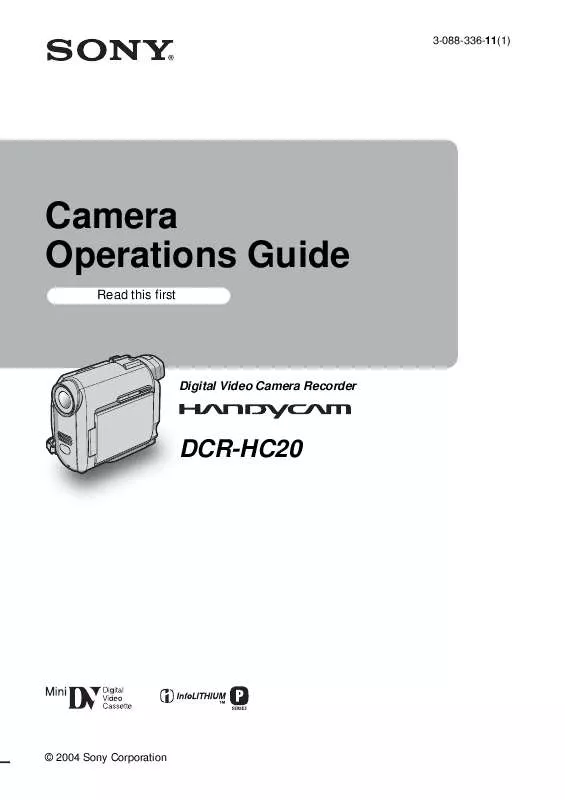 Mode d'emploi SONY DCR-HC20