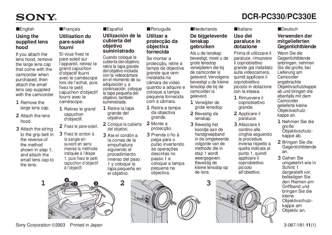 Mode d'emploi SONY DCR-PC330E