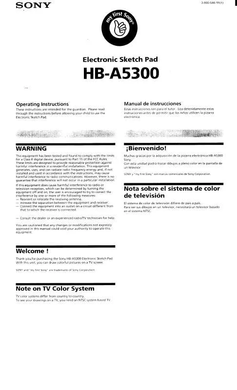 Mode d'emploi SONY HBA5300