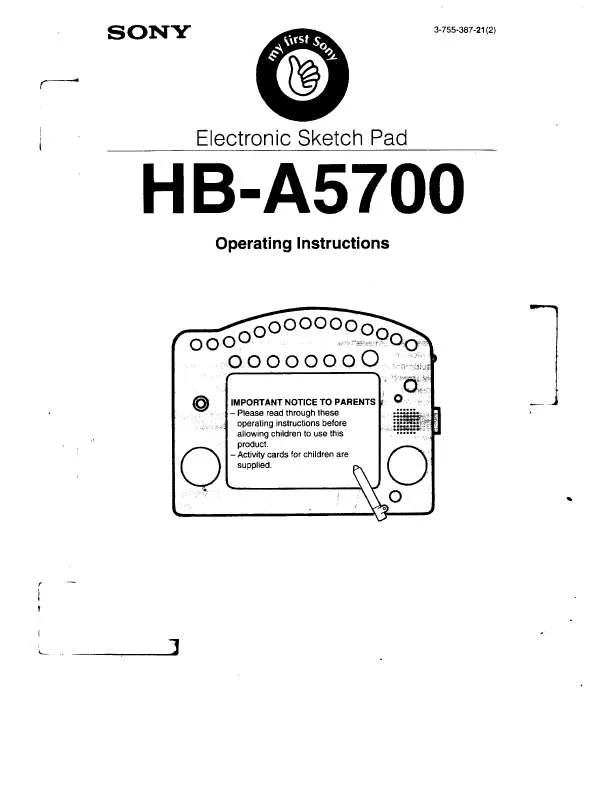 Mode d'emploi SONY HBA5700