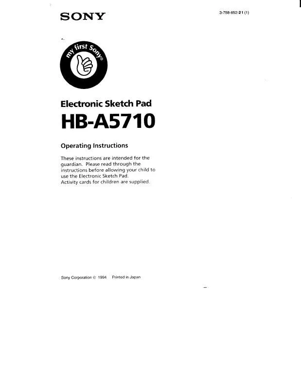 Mode d'emploi SONY HBA5710