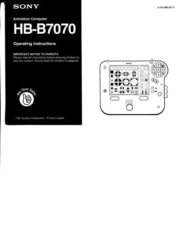 Mode d'emploi SONY HBB7070