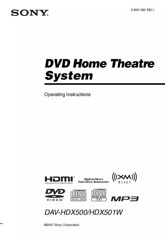 Mode d'emploi SONY HCD-HDX500